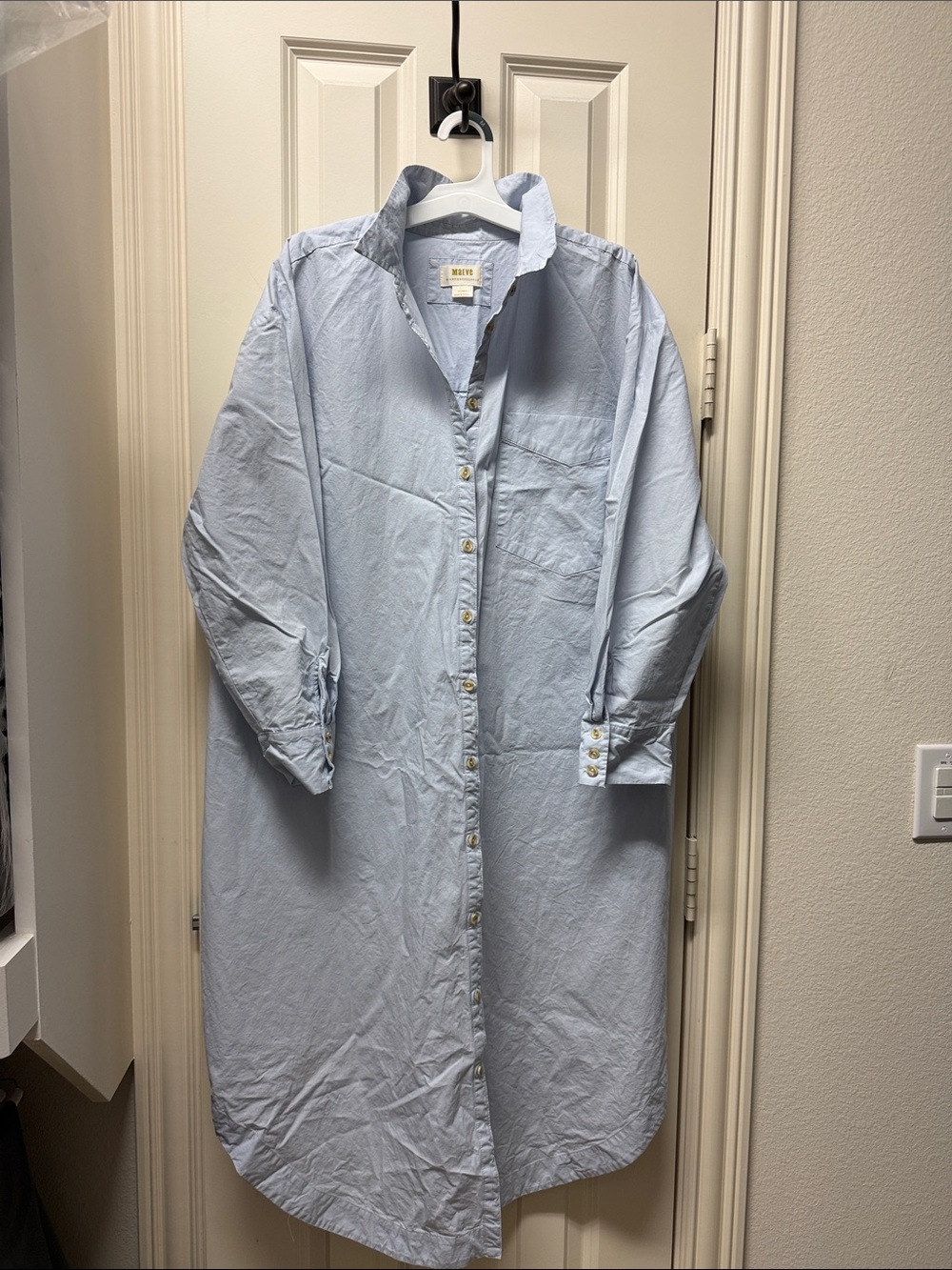 Maeve  Light Blue Casual Button-Down shirt dress XL PETITE
